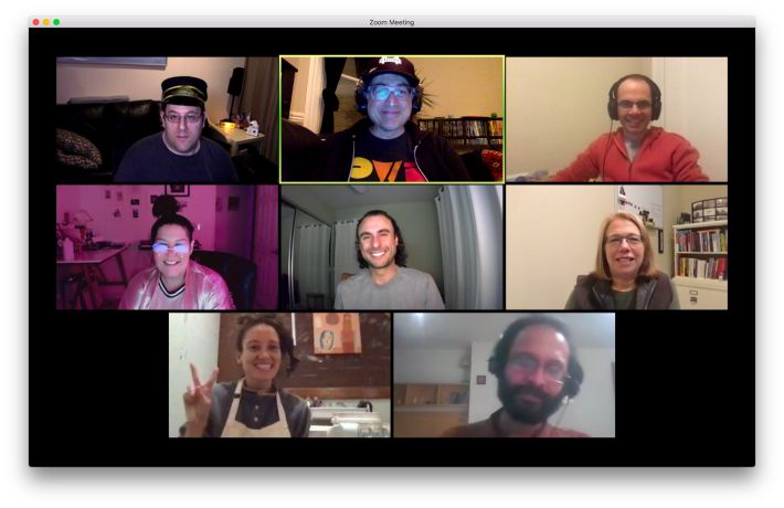 Homebrew Website Club — The Americas participants on a Zoom call, with David Shanske, Tantek, Antonio, Sarah, Angelo, Sue, Carla, and Kartik.