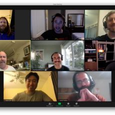 Grid of HWC 2021-05-12 participants in a Zoom video call.
Left to right, top to bottom:
Ben, Maxwell, gRegor
James, Angelo, Dave
Kevin, Kartik