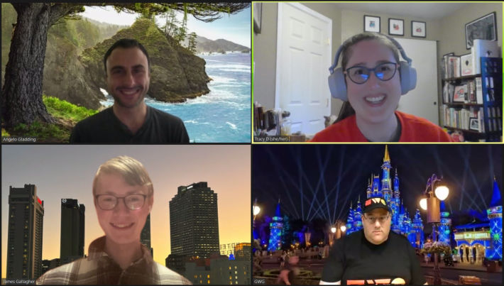 Four attendees of a Zoom create day on December 26 2022