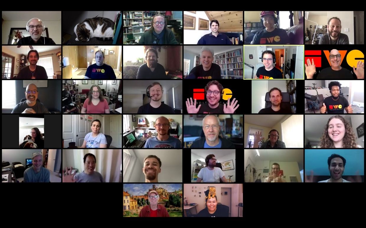 Group Photo of IndieWebCamp 2020 West attendees in a Zoom grid